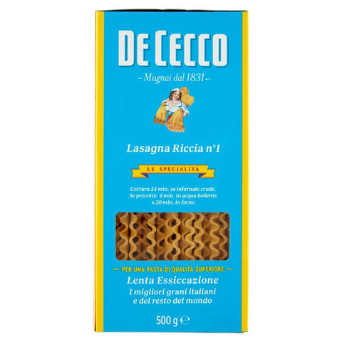 PASTA De Cecco 100% Lasagna larga Doppia riccia n 1 Nudeln 10x500g Original italienisch Pasta