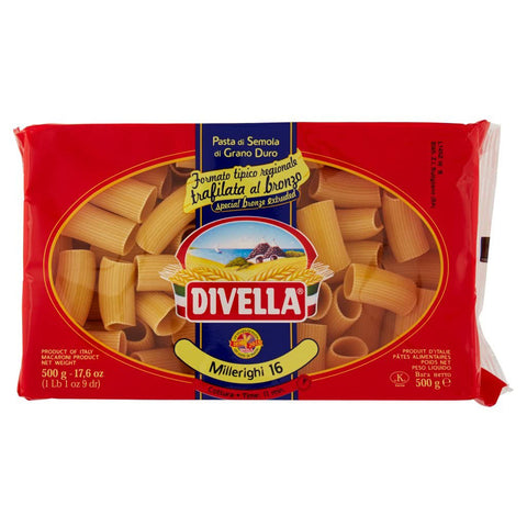 Divella Millerighi N. 16 Hartweizengrieß Pasta Italienische Nudeln Packung 12x500g Original italienisch