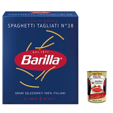 Spaghetti Tagliati n°38 Pasta 100% italienisch Nudeln aus Hartweizengrieß Packung 500 g 20x italienisch Original + kostenlos Polpa di Pomodoro 400 g Dose