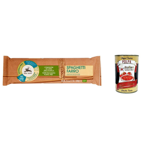 Alce Nero Alce Nero Spaghetti al farro 100% Spaghetti mit Emmer Wheat Vollkorn 500 g 6x italienisch Original Pasta + kostenlos polpa 400 g