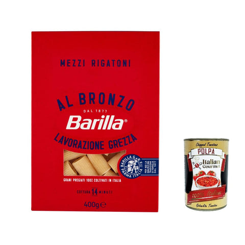 Italian Gourmet Nudeln & Pasta Italian Gourmet Mezzi Rigatoni al Bronzo Bronze Gezogene Pasta Rohe Verarbeitungsmethode 10x 400g inkl. Italian Gourmet polpa 400g Original italienisch 8076809580960