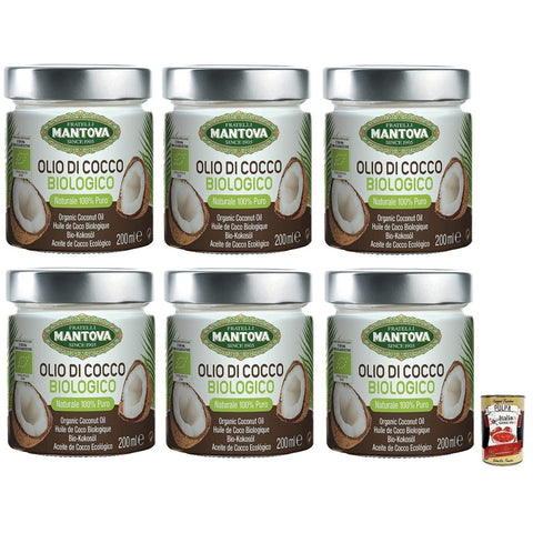 Mantova Fratelli Olio Di Cocco Biologico,Bio Kokosöl,100% Natürlich,200 ml Glas Öl, Essig & Dressings italienisch Original