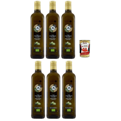 Alce Nero Olio Extra Vergine di Oliva 100% Italiano, kaltgepresst natives Olivenöl extra, 100% 6x750ml Original italienisch Feinkost