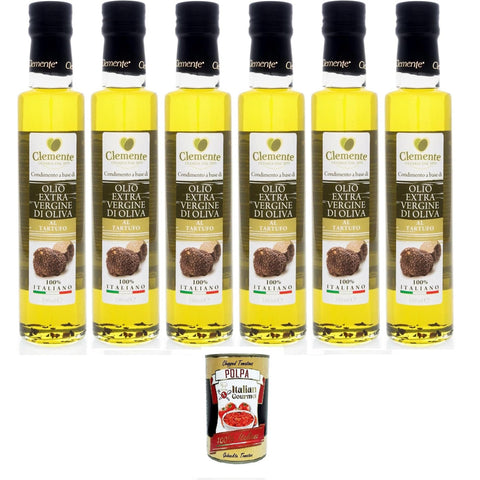 Clemente-Öl Trüffelgeschmack 6 Flaschen à Italienisches Extra Natives Olivenöl Glutenfreies italienisches 1x250ml Original italienisch Feinkost