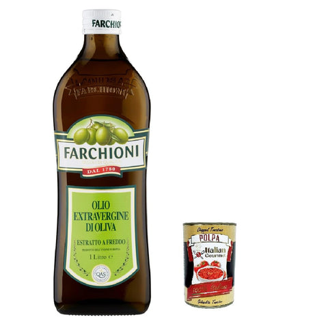 Farchioni Extra vergine di oliva Classico Extra Natives nativ Olive Olivenöl olio vergine oliva 1000 ml 1 lt italienisch Original + kostenlos polpa 400 g