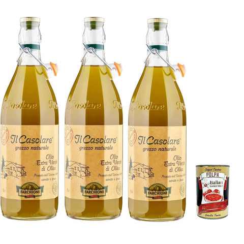Farchioni Il Casolare Extra Vergines Olivenöl, Naturbelassen, 1 Liter, 3 Flaschen italienisch Original