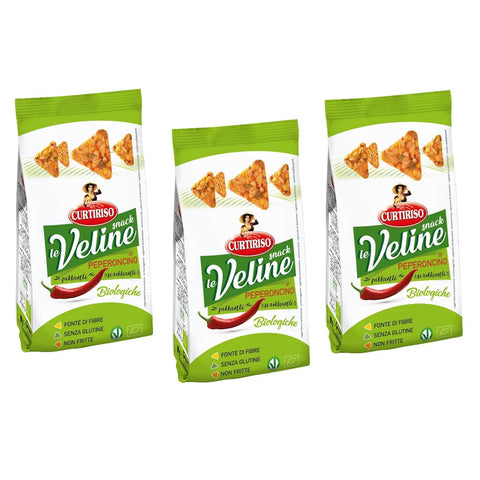 Curtiriso Le Veline Snack al Peperoncino Scrokkinati Biologico Bio Chili Pfeffer Snacks 80 g italienisch Original