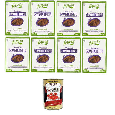Felicia Penne al Cavolfiore Con farina di riso integrale e quinoa Blumenkohl Penne mit braunem Reismehl und Quinoa 8x250 gr italienisch Original