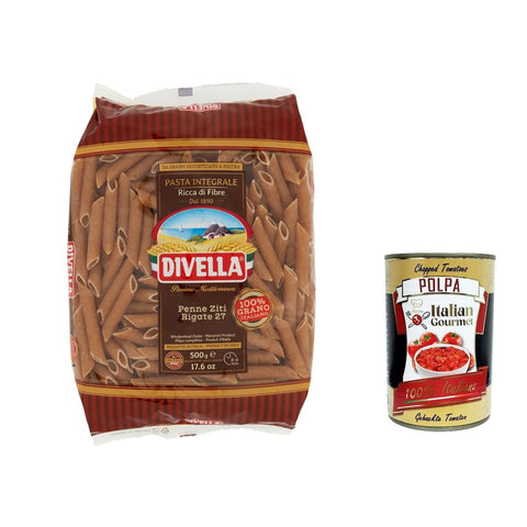 Divella Pasta Penne ziti rigati integrale n.27 Vollkor italienisch Nudeln 500 g Pasta & Saucen Original