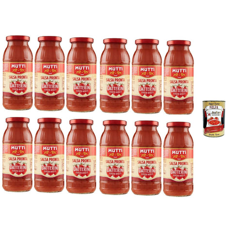 Mutti Datterini Salsa Pronta Italienische Tomatensauce Packung 12x300 g italienisch Original + kostenlos polpa 400 g
