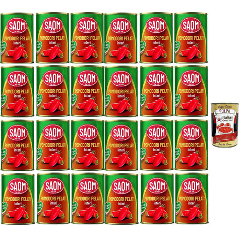Saom Pomodori Pelati bestern geschälte Tomaten sauce aus dose tin italian peeled tomatoes 24x400 g italienisch Original Pastasauce + kostenlos polpa 400 g