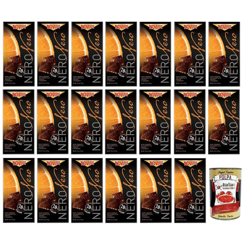 Novi Nero Cioccolato Fondente Arancia e Mandorle Extra Dunkle Schokolade mit Orangenschalen und Mandeln 70% Kakao 75 g 20x italienisch Original Pastasauce +