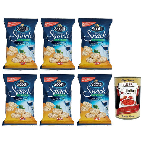 Riso Scotti Risette Erbe Fini, Reis Snack mit Feinen Kräutern 6x60g Original italienisch