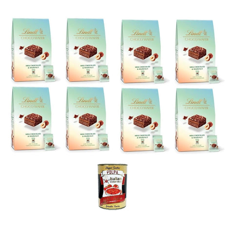 Bag Choco Wafer Haselnüsse Knusprige Milchpralinen mit Haselnuss und Gianduja einzeln verpackt 8x135 g italienisch Original Kekse + kostenlos polpa 400 g