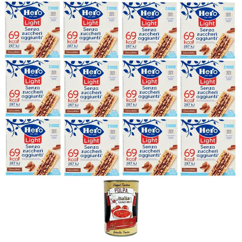 Hero Light Barrette al Cioccolato Senza zuccheri aggiunti Schokoriegel ohne Zuckerzusatz 12x120g Original italienisch Getränk
