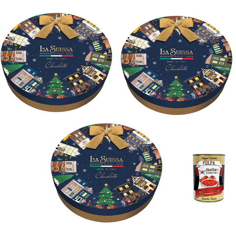La Suissa Ghirlanda Packung mit Milch, Zartbitter und Karamellschokolade 3x450 gr Riegel italienisch Original