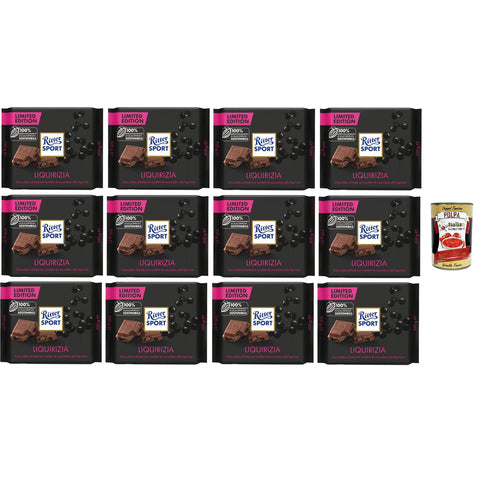 Liquirizia Limitierte Ausgabe, Milchschokolade mit Lakritzstückchen, 100% nachhaltiger Kakao, 12 Packungen 100 gr italienisch Original