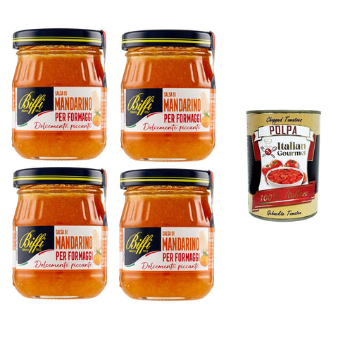 Biffi Salsa di mandarini per formaggi Mandarinensauce für Käse 4x100 g italienisch Original + kostenlos polpa 400 g