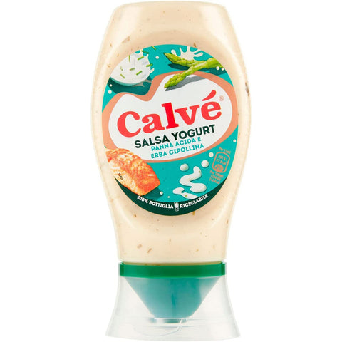 Calvè Salsa Yogurt, con panna acida ed erba cipollina Joghurtsauce, mit Sauerrahm und Schnittlauch 240 ml italienisch Original