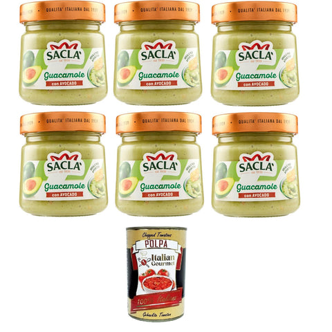 Saclà Salsa Guacamole Con Avocado Guacamolesauce mit Avocado 6x212 g italienisch Original + kostenlos polpa 400 g
