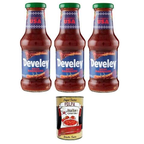 Salsa Barbecue Souce Glasflasche 3x250 ml italienisch Original + kostenlos polpa 400 g