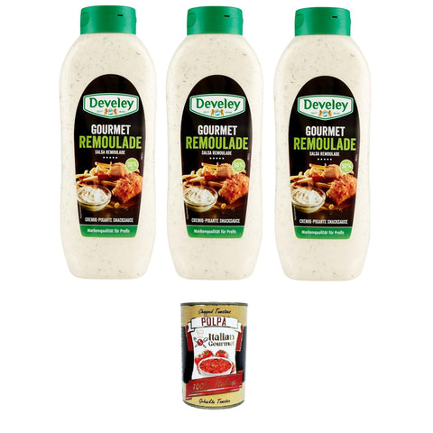Salsa Gourmet Remoulade Con Cetrioli squeeze mit Gurken 3x875 ml italienisch Original + kostenlos polpa 400 g