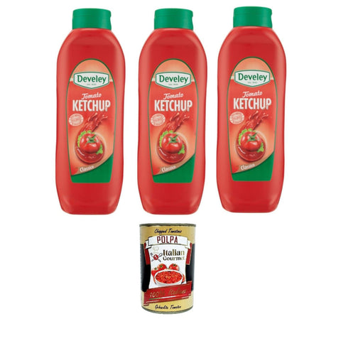 Tomaten-Ketchup-Sauce Wiederverschließbare Verpackung 3x875 ml italienisch Original + kostenlos polpa 400 g