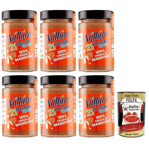 Náttúra Protein Sport,100% Mandelcreme, Protein Aufstrich ohne Zuckerzusatz,Glutenfrei, 100% natürlich, reich an Proteinen,180 g italienisch Original