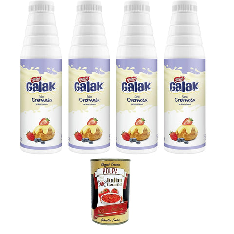 Galak Topping cioccolato bianco salsa cremosa Glutenfree Topping weiße Schokoladen-Cremesauce Glutenfrei 4x1 kg italienisch Original + kostenlos polpa 400 g
