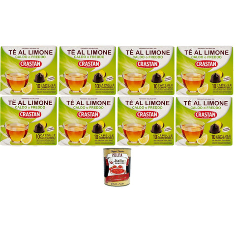 Crastan 1870 Tè al Limone, Zitronentee, 8 Schachteln mit 10 Zitronentee Kapseln, Kapseln kompatibel mit, glutenfrei, 100% hergestellt in Italien italienisch Original