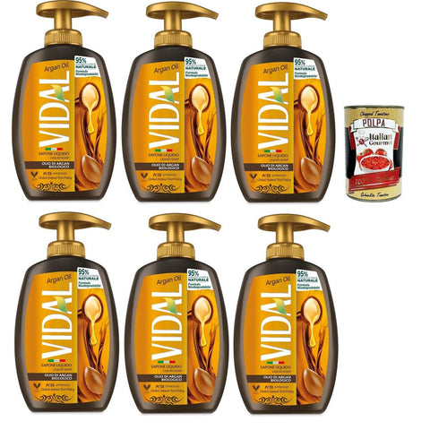 Vidal - Vidal - Sapone Liquido Olio di Argan Flüssigseife Arganöl 6x300 ml italienisch Original + kostenlos polpa 400 g