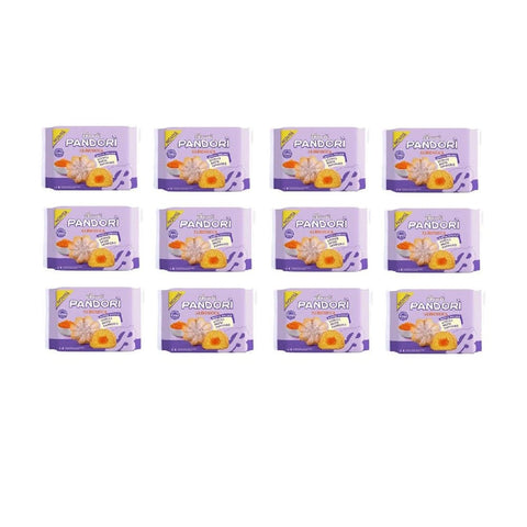 Bauli Snack Kuchen Bauli Pandori‘ Aprikosen gefüllte ‚Pandori‘ mit weichem Milch Pandoro Teig Gebäckspezialität traditionelle Pandoro Art 4x 178gr italienisch Original