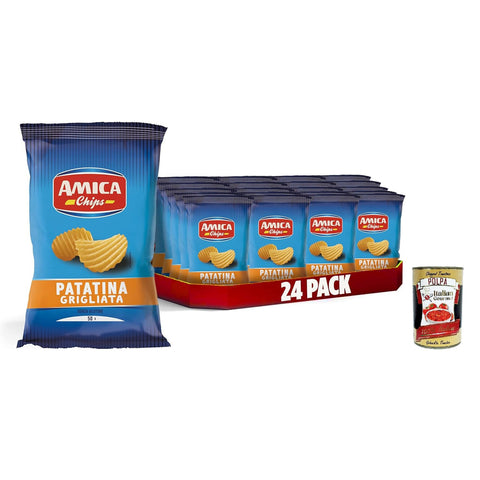 AMICA Chips | La Patatina Grigliata Senza Glutine Gegrillter Chip glutenfreie mit Sonnenblumenöl 24x50 g italienisch Original Kartoffelchips + kostenlos polpa 400