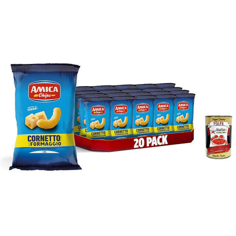 AMICA Chips | Patatine Cornetto al Gusto Formaggio Cornetto -Käse -Croissant -Chips gebackene Mais - monosodisches Glutamat ohne Sonnenblumenöl 20x125 g