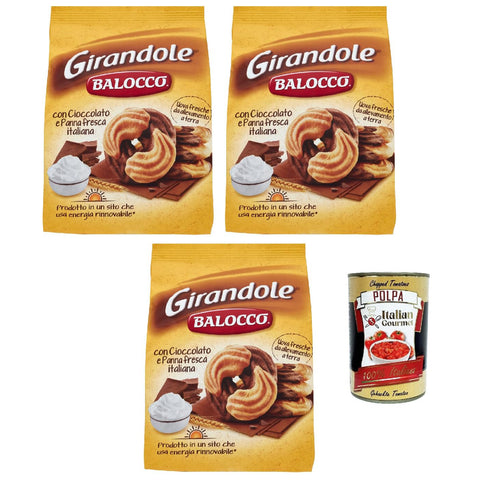 Balocco Girandole kekse mit Schokolade und Sahne Ohne Palmöl ohne Konservierungsstoffe 3x700 g italienisch Original + kostenlos polpa 400 g