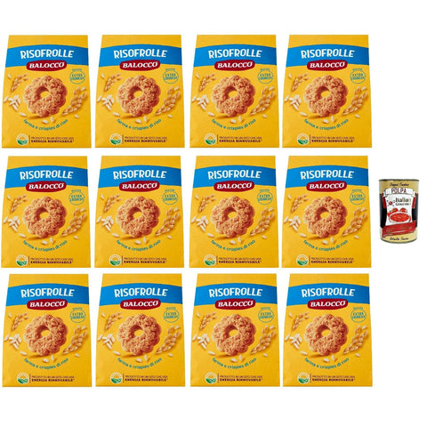 Balocco Risofrolle Biscotti con Farina e crispies di riso, Kekse mit Mehl und Cristpies von Reis biscuits cookies 100% Italienische Kekse 12x700 g Original +