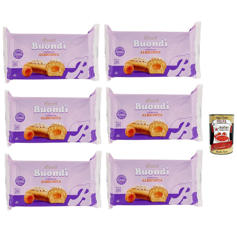 Bauli Buondì Albicocca, gebackener Kuchen snack mit Aprikosenfüllung abgepackte Snacks 6x 258 g Frühstück italienisch Original