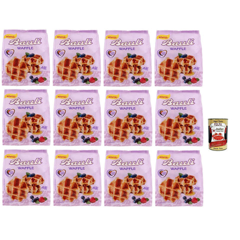 Bauli Waffle morbida Cialda con Croccante Zucchero Perlato Weiche Waffel mit knusprigem Perlzucker 12x210 g italienisch Original Pastasauce + kostenlos polpa 400 g