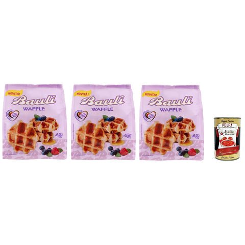 Bauli Waffle morbida Cialda con Croccante Zucchero Perlato, Weiche Waffel mit knusprigem Perlzucker 3x210g Original italienisch Gebäck