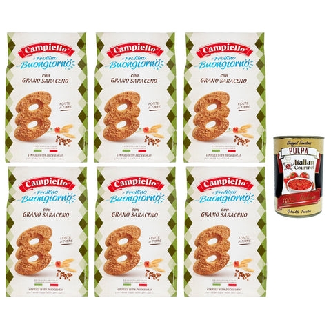 Campiello il Frollino del Buongiorno con Grano Saraceno Shortbread mit Buchweizen 100% Italienische Kekse 6x350 g italienisch Original + kostenlos polpa 400 g