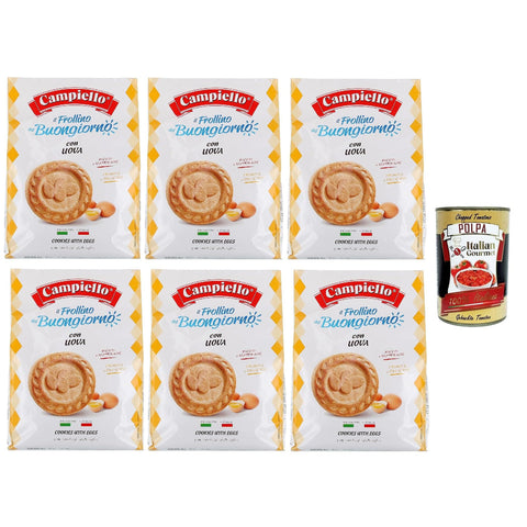 Campiello il Frollino del Buongiorno con Uova Keks -Shortbread mit Eiern with eggs 6x700 g italienisch Original Kekse + kostenlos polpa 400 g