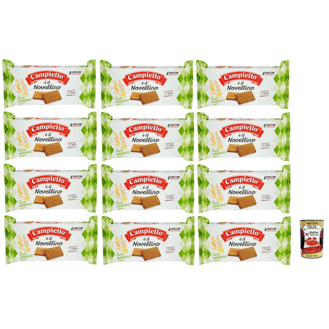Campiello Novellino integrale Kekse mit Vollkornmehl Kuchen Butterkeks 12x360 g italienisch Original + kostenlos polpa 400 g