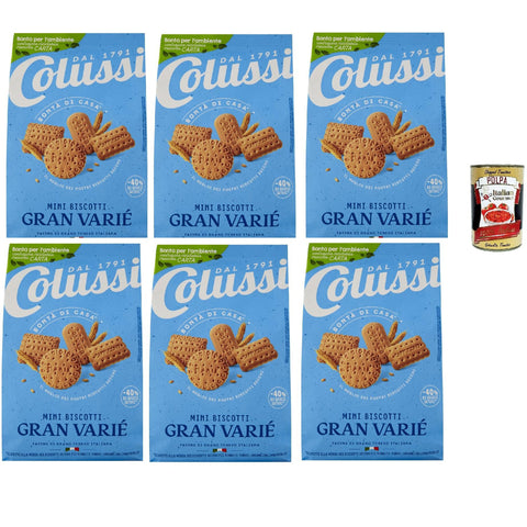 Colussi Gran varie' Mini biscotti Oswego Petit Frühstück Miniaturkekse butter kekse 6x650 g italienisch Original + kostenlos polpa 400 g