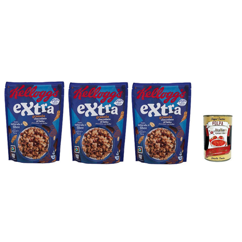 Extra Cioccolato al Latte, Knusprige Haferflocken 100% Vollkorn mit Milchschokolade, 3x 375 g italienisch Original