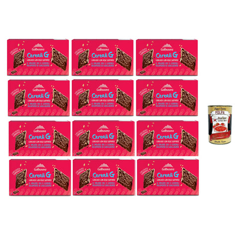Galbusera Cereali G extra dunkle Schokoladencracker, crackers mit Durchstöre mit aufgebrauchtem Reis 12x 150 g italienisch Original