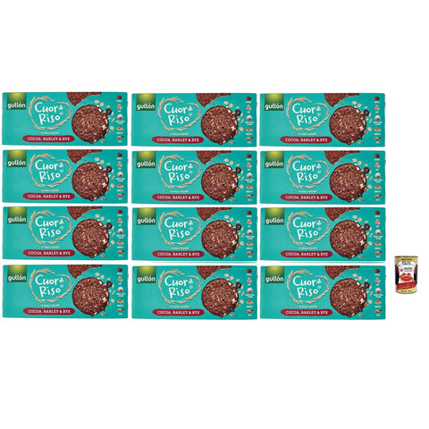 Gullón Cuor di Riso e Cereali Integrali Cacao Orzo & Segale kekse mit Kakao Gerste und Roggen 12x250 g italienisch Original + kostenlos polpa 400 g