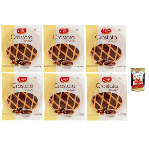 Lago 1968, Crostata al Cacao, Flowpack, Törtchen, kuchen mit Kakaocreme, Merkstufegebäck, italienischem snack Produkt ohne Palmöl 6x 350 g italienisch Original