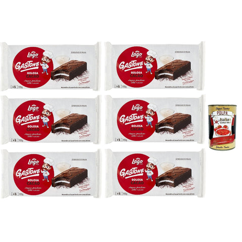 Lago 1968, Le Merende di Gastone Golosa al Cacao, Kuchen Snacks mit Milchcreme und Kakaoabdeckung 6x 195 g, natürlich ohne Palmöl lassen italienisch Original