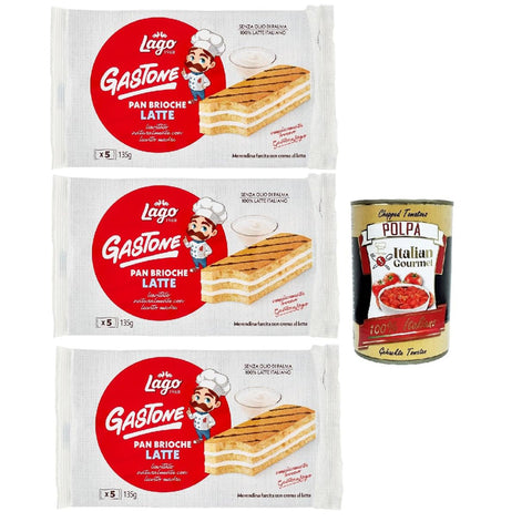 Lago 1968, Le Merende di Gastone Pan Brioche al Latte 3x 135 g, Kuchen Snacks mit natürlichem Sauerteigmilchcreme, ohne Palmöl italienisch Original
