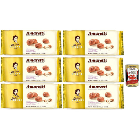 Matilde Vicenzi - Biscotti Amaretti Pasticcini Tradizionali Knusprig und bröckelig kekse buiscuits mit Mandeln aus Sizilien 6x175 g italienisch Original +